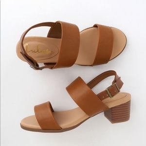 Lulu’s Tulum Trek Heel Sandals in Cognac Brown